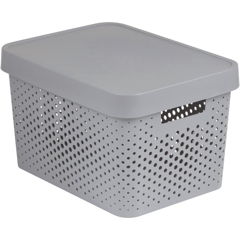 Kaste caurumota ar vāku Infinity Recycled 17L 36x27x22cm pelēka (0804742099)