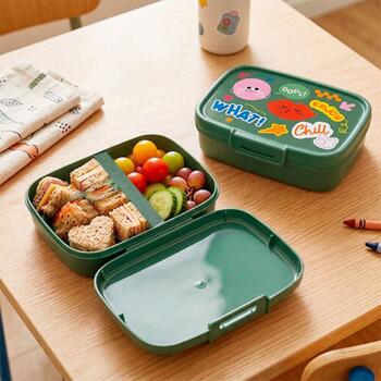 Pārtikas uzglabāšanas trauks taisnstūrveida ar sadalītāju 1,8L Snap Box zaļš/fun-tilities (0802265W21)