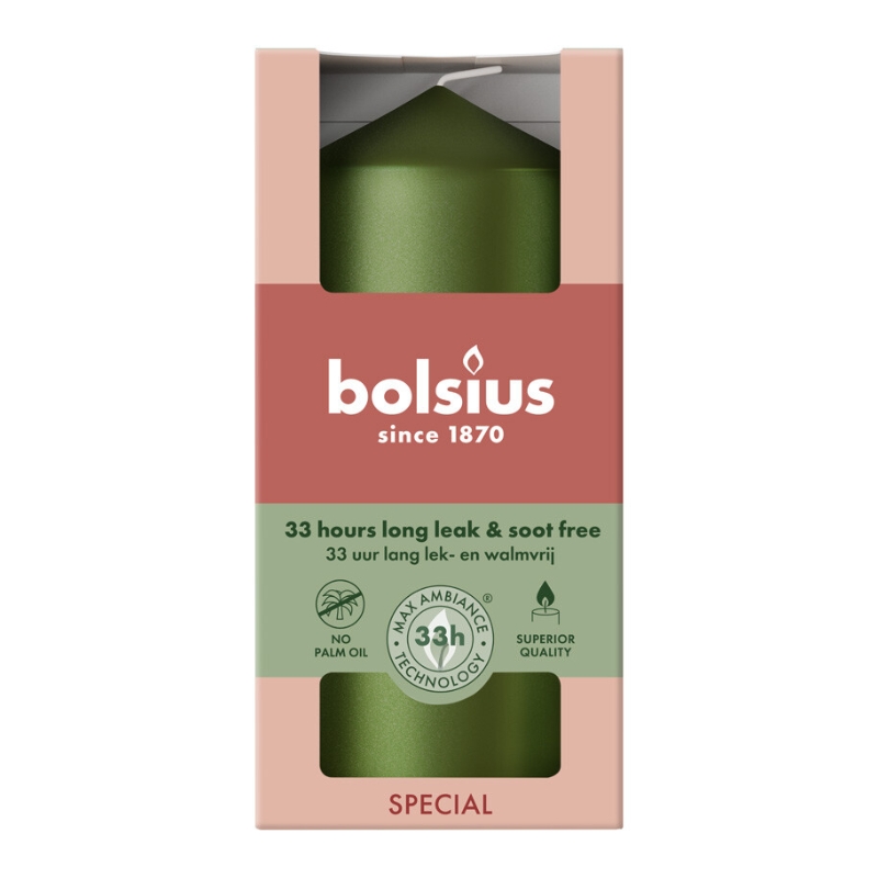 Цилиндрическая свеча Ø120x58 мм, металлический зеленый цвет. (37370473)