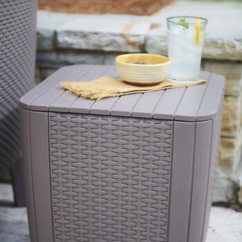 Dārza galdiņš/uzglabāšanas kaste Luzon Flat Wicker bēšs (29202176587)