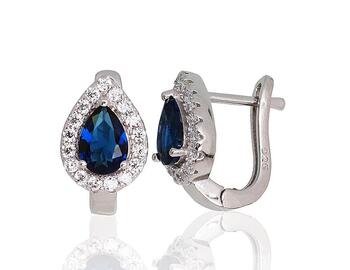 Серебряные серьги на английском замке #2203669(PRh-Gr)_CZ+CZ-B, Серебро 925°, родий (покрытие), Цирконы. Вес: 3.1