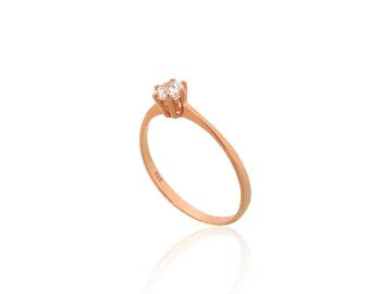 Золотое кольцо #1100102(Au-R)_CZ, Красное Золото 585°, Цирконы. Размер: 18.5. Вес: 0.96