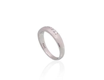 Серебряное кольцо #2101946(PRh-Gr)_CZ, Серебро 925°, родий (покрытие), Цирконы. Размер: 16. Вес: 2.8