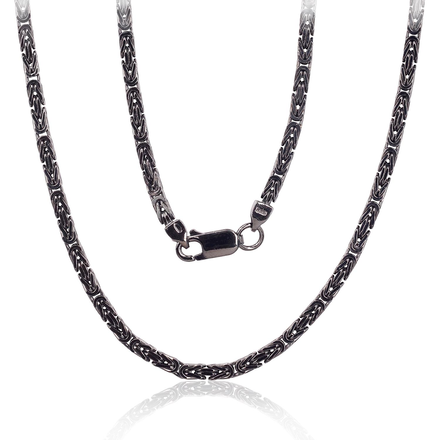 Sudraba ķēdīte Bizantija 2.5 mm #2400147(PRh-Bk), Sudrabs 925°, rodijs (pārklājums). Izmērs: 45. Svars: 16.6