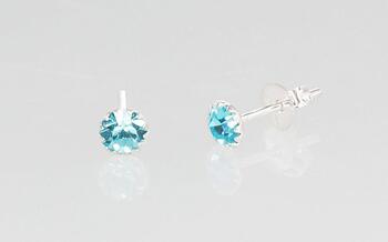 Серебряные серьги-пуссеты #2202664_CZ-AQ, Серебро 925°, Цирконы. Вес: 0.4