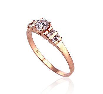 Золотое кольцо #1100077(Au-R)_CZ, Красное Золото 585°, Цирконы. Размер: 17.5. Вес: 1.38