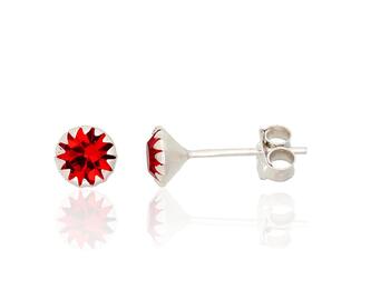 Серебряные серьги-пуссеты #2202665_CZ-R, Серебро 925°, Цирконы. Вес: 0.5