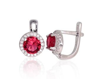 Серебряные серьги на английском замке #2202953(PRh-Gr)_CZ+CZ-RO, Серебро 925°, родий (покрытие), Цирконы. Вес: 2.4