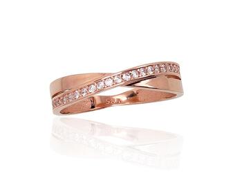 Золотое кольцо #1100876(Au-R)_CZ, Красное Золото 585°, Цирконы. Размер: 19. Вес: 1.84