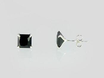 Серебряные серьги-пуссеты #2202630_CZ-BK, Серебро 925°, Цирконы. Вес: 1