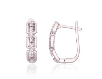 Sudraba auskari ar 'angļu' slēdzēju #2204207(PRh-Gr)_CZ, Sudrabs 925°, rodijs (pārklājums), Cirkoni. Svars: 3.6
