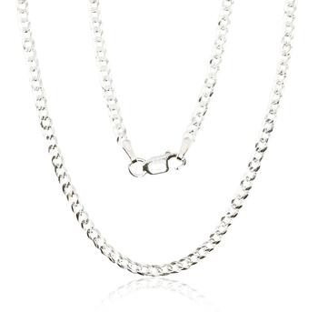 Sudraba ķēdīte Kartjē gār. (Flat Curb) 3.8 mm , dimantu apstrādājums #2400102, Sudrabs 925°. Izmērs: 60. Svars: 14.2