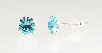 Серебряные серьги-пуссеты #2202666_CZ-AQ, Серебро 925°, Цирконы. Вес: 0.7