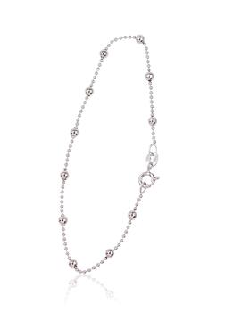 Серебряная цепочка Бусинки 1-3 мм #2400058(PRh-Gr)-bracelet, Серебро 925°, родий (покрытие). Размер: 18. Вес: 2