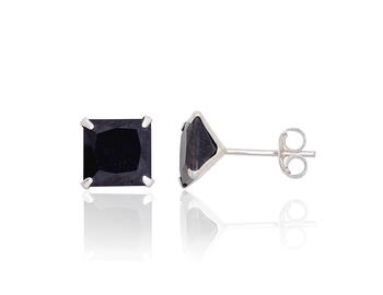 Серебряные серьги-пуссеты #2202631_CZ-BK, Серебро 925°, Цирконы. Вес: 1.4