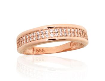 Zelta gredzens #1101187(Au-R)_CZ, Sarkanais Zelts 585°, Cirkoni. Izmērs: 18. Svars: 2
