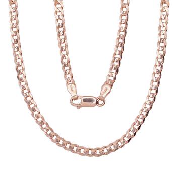 Sudraba ķēdīte Kartjē gār. (Flat Curb) 3.8 mm , dimantu apstrādājums #2400102(PAu-R), Sudrabs 925°, sarkanais zelts (pārklājums). Izmērs: 50. Svars: 12.3
