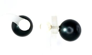 Серебряные серьги-пуссеты #2201136_PC-BK+PEX, Серебро 925°, Пластик , Жемчуг (Имитация). Вес: 5.3