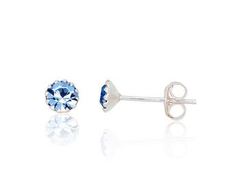 Серебряные серьги-пуссеты #2202664_CZ-LB, Серебро 925°, Цирконы. Вес: 0.4