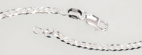 Sudraba ķēdīte Kartjē 2.5 mm , dimantu apstrādājums #2400073, Sudrabs 925°. Izmērs: 50. Svars: 5.7