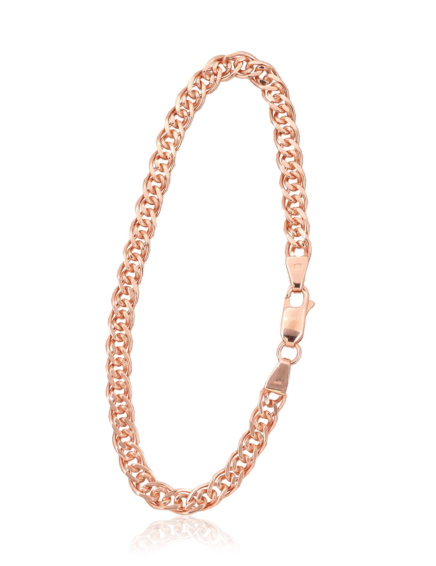Sudraba ķēdīte Mona Liza 4,9 mm , dimantu apstrādājums #2400062(PAu-R)-bracelet, Sudrabs 925°, sarkanais zelts (pārklājums). Izmērs: 19. Svars: 6