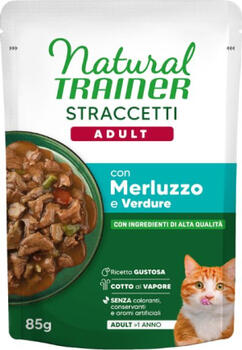 NATURAL TRAINER WET CAT ADULT COODFISH 85 G - влажный полнорационный корм для взрослых кошек, с треской и кусочками мяса в соусе (22gb) (968222)