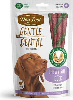 Dogfest Dog Fest Dental Chewy roll with duck for adult dogs, 100g - дополнительный корм для собак, жевательный рулет с уткой для взрослых собак, 100 г (79212631)