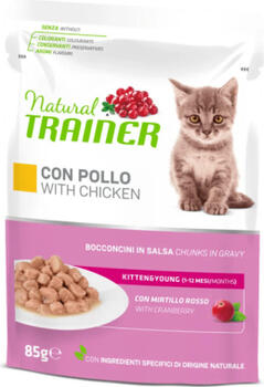 NATURAL TRAINER CAT KITTEN&YOUNG CHICKEN 85гр — полнорационный и сбалансированный корм для молодых кошек и котят в возрасте от 1 до 12 месяцев.(12gb) (925711)