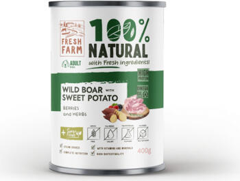 Prefera PF Fresh Farm DOG Coarse pate wild boar, sweet potato, berries & herbs 400 gr - pilnvērtīga mitrā barība, rupjas konsistences pastēte, mežacūkas gaļa, saldie kartupeli, ogas un garšaugi 400 g. (FF2004)