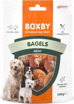 Boxby Bagels Chicken & Lamb 100g - дополнительный корм для взрослых собак, багели с ягненком и курицей, посыпанные кунжутом, который придает им неповторимый ореховый вкус. (8511022465)