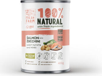 Prefera PF Fresh Farm DOG Coarse pate salmon, zucchini, sweet potatoe & herbs 400 gr - pilnvērtīga mitrā barība, rupjas konsistences pastēte, lasis, cukini, saldie kartupeli un garšaugi 400 g. (FF2003)