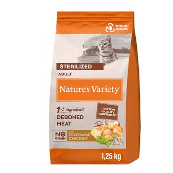 NV Cat No Grain Sterilized Free Range Chicken 1,25 кг — полнорационный корм для взрослых стерилизованных кошек с курицей (927182)