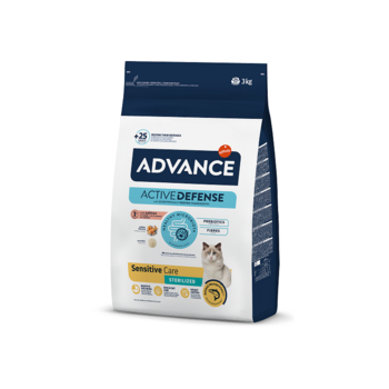 ADVANCE CAT STERILIZED SENSITIVE 3.0KG - STERILIZĒTIEM KAĶIEM (LASIS UN RĪSI) (922081)