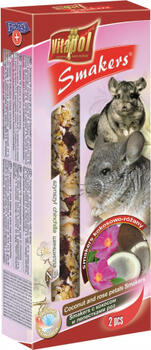 STANDARD Smakers coconut and rose petals for chinchilla 2pcs 90g - Vitapol nūjiņas ar rožu ziedlapiņam šinšillām (ZVP-1605)