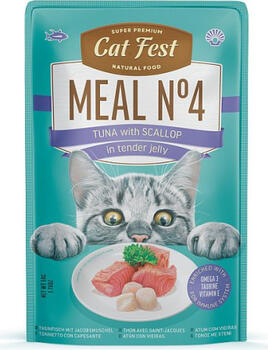 Catfest Cat Fest kons. Meal Nr4 Tuna with scallop in tender jelly 50g - консервированный влажный корм для кошек, тихоокеанский тунец с морскими гребешками в нежном желе. (79217964)