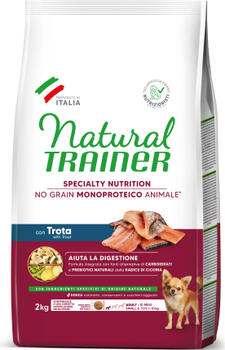 NATURAL TRAINER DOG NO GRAIN MONOPROTEICO ANIMALE ADULT SMALL&TOY TROUT 2 KG - полнорационный и сбалансированный корм для взрослых собак мелких пород (968433)