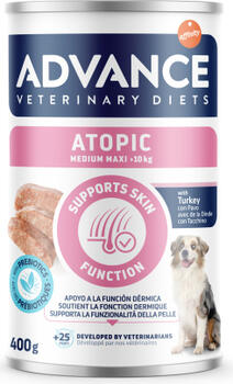 ADVANCE VETERINARY DIET DOG ATOPIC MED/MAXI 400G - KONSERVI VIDĒJO UN LIELU ŠĶIRŅU SUŅIEM AR ATOPISKO DERMATĪTU (967599)