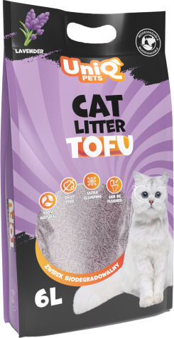 UNIQ Tofu Clumping Cat Litter Lavander 2,5kg / 6L - dabīgi granulēti kaķu pakaiši ar Lavanda aromātu (UCL0003)