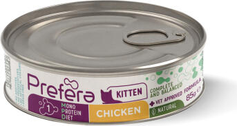 PF Fresh Farm CAT Prefera MPD Kitten chicken 85 gr - полнорационный влажный корм для котят (2-12 месяцев), беременных и кормящих кошек, монопротеиновый корм с курицей. (HYP14P)