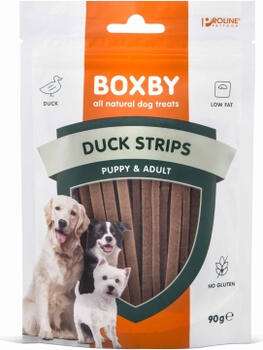 BOXBY DUCK STRIPS for DOGS 90g - дополнительный корм для щенков и взрослых собак с утиным мясом. (8511010797)