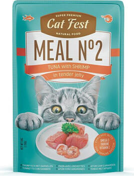 Catfest Cat Fest kons. Meal Nr2 Tuna with shrimps in tender jelly 50g - консервированный влажный корм для кошек, тихоокеанский тунец и креветки в нежном желе. (79217940)