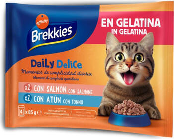 Brekkies Daily Delice Wet Jelly Adult Salmon & Tuna 4x85 gr - консервы в желе для взрослых кошек, с лососем или тунцом. (968787)