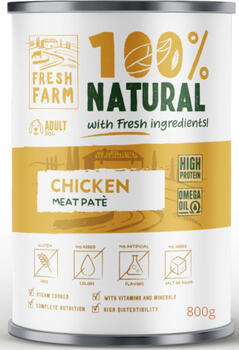 PREFERA Fresh Farm DOG Smooth pate with chicken 800 gr - pilnvērtīga barība suņiem, pastētes veida konservi ar vistas gaļu. (FFSPC1000.8)