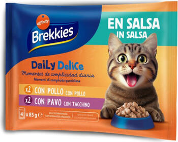Brekkies Daily Delice Wet Cat Adult Chicken & Turkey 4x85 gr - консервированный корм для взрослых кошек с курицей или индейкой. (968781)