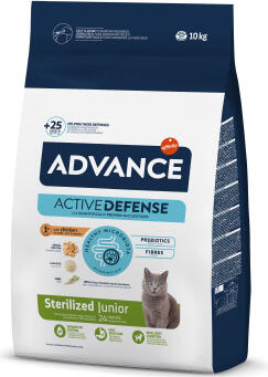 ADVANCE CAT STERILIZED JUNIOR 10 кг — полнорационный сухой корм, специально разработанный для стерилизованных кошек (с момента стерилизации до 24 месяцев). С курицей и рисом. (962829)
