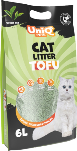 UNIQ Tofu Clumping Cat Litter Green tea 2,5kg / 6L - натуральный гранулированный наполнитель с легким ароматом зеленого чая (UCL0007)