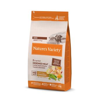 NV Dog No Grain Adult Mini Free Range Chicken 1,5 кг — полнорационный сухой беззерновой корм для взрослых собак мелких пород, с курицей без костей (927166)