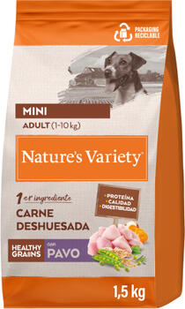 Nature's Variety Dog Healthy Grain Adult Mini Turkey 1.5 kg - полнорационный сухой корм для взрослых собак мелких пород, с мясом индейки и полезными злаками (967064)