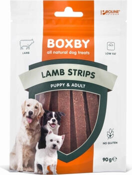 BOXBY LAMB STRIPS PUPPY&ADULT 90g - BOXBY ЛАКОМСТВО ПОЛОСКИ С ЯГНЕНКОМ ДЛЯ ЩЕНКОВ И ВЗРОСЛЫХ 90gr (3520010770)