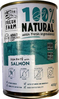 PREFERA Fresh Farm CAT Smooth pate with salmon & fish 400 gr - полнорационный корм для кошек, паштетообразные консервы для кошек, с лососем и рыбой. (FFSPS1004C)